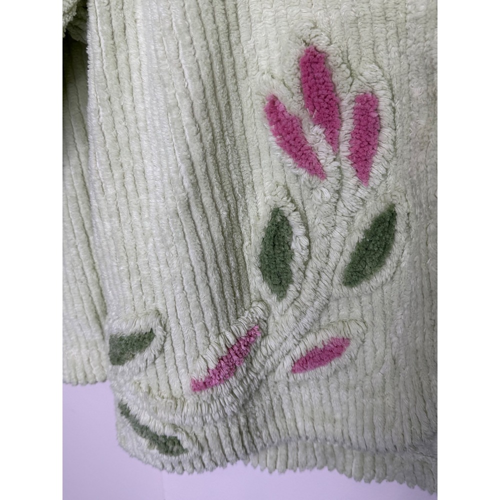 House of Chenille Bed Jacket Green Medium - Picture 4 of 11